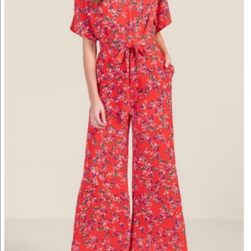 Francescas Red Floral romper